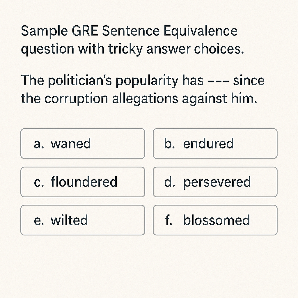 Sample GRE Sentence Equivalence question with tricky answer choices